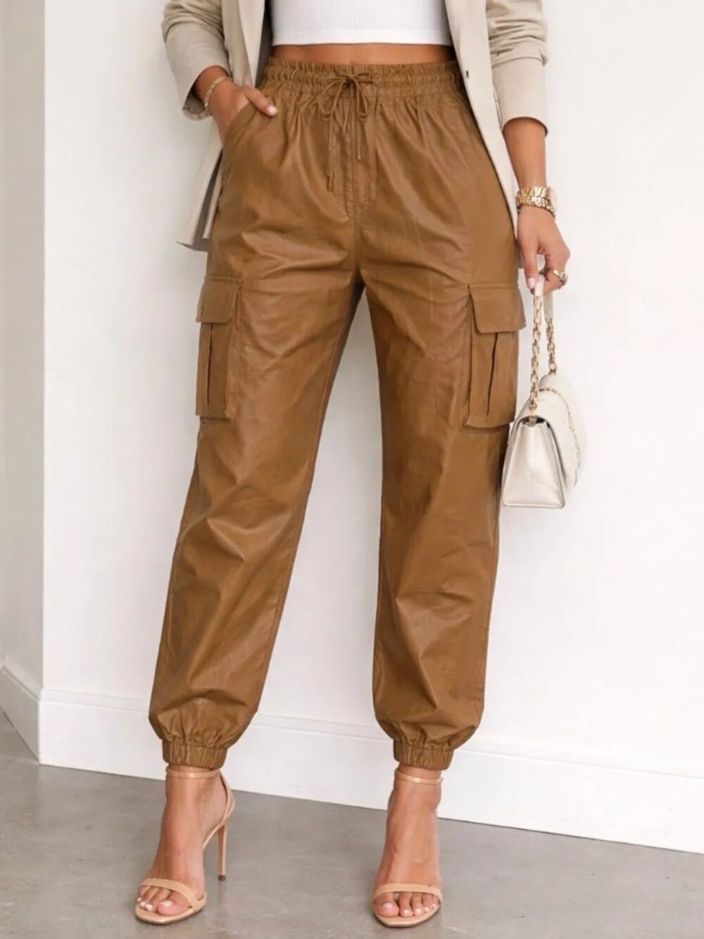 NWT: Easel Faux Leather Joggers Sizes Small and Medium